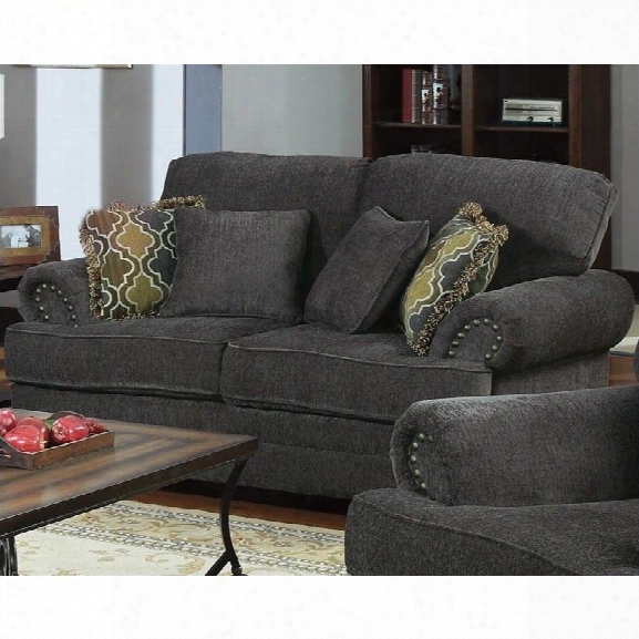 Coaster Colton Traditional Upholstered Love Seat In Smokey Grey