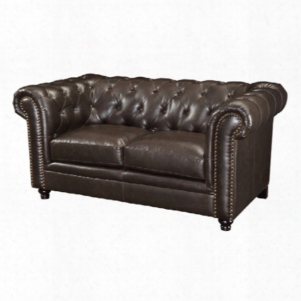 Coaster Faux Leather Button Tufted Loveseat In Dark Brown