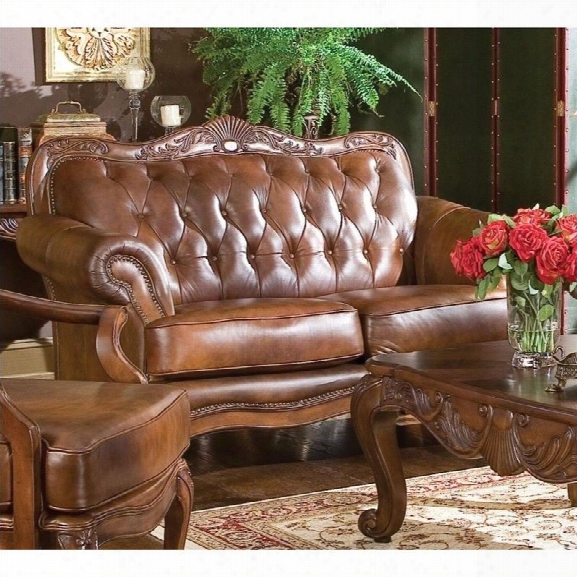 Coaster Furniture Traditional Brown Leather Loveseat