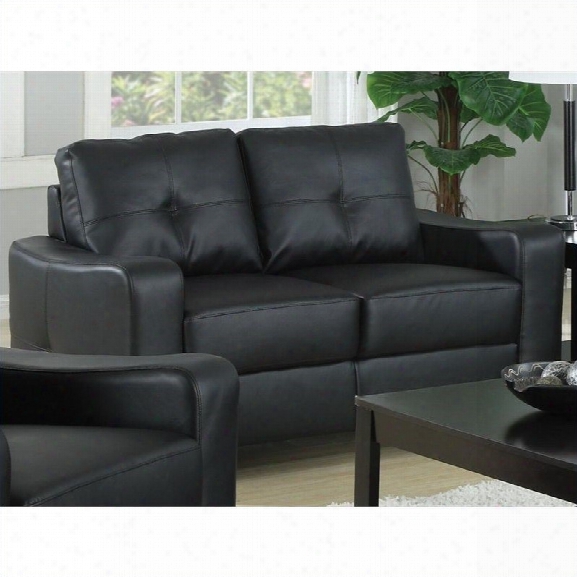 Coaster Jasmine Leather Loveseat In Black