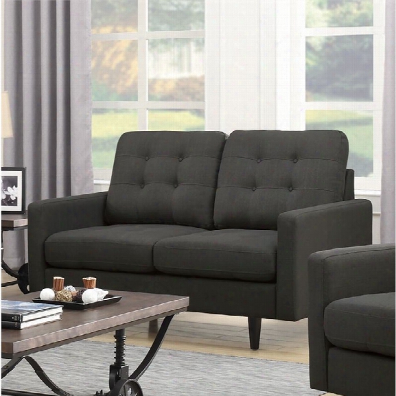 Coaster Kesson Mid Century Modern Loveseat In Charcoal