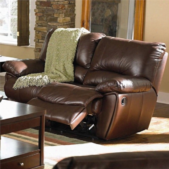 Coaster Leather Power Reclining Loveseat In Brown