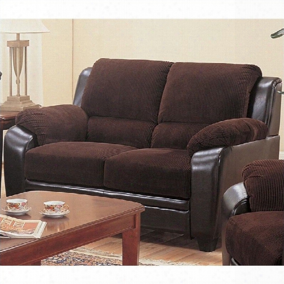 Coaster Monika Stationary Love Seat In Chocolate