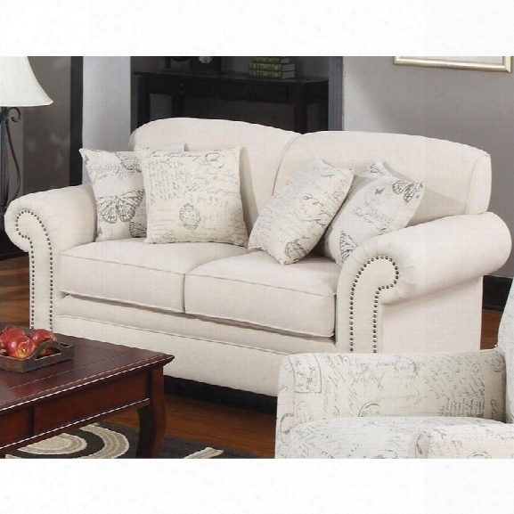 Coaster Norah Loveseat With Antique Inspired Detail In Oatmeal