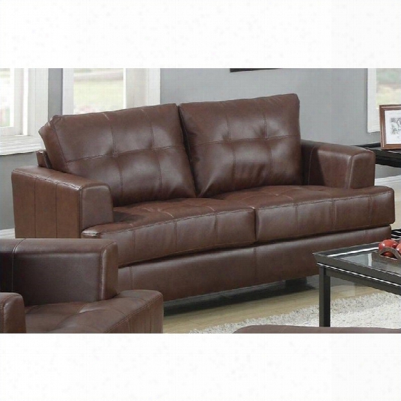 Coaster Samuel Leather Loveseat In Dark Brown