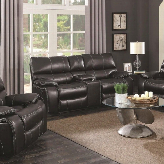 Coaster Willemse Faux Leather Reclining Loveseat With Console In Black