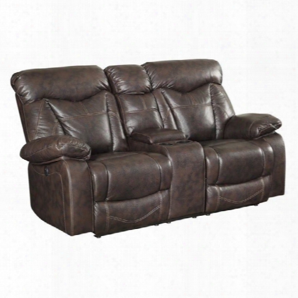 Coaster Zimmerman Faux Leather Power Reclining Loveseat In Brown