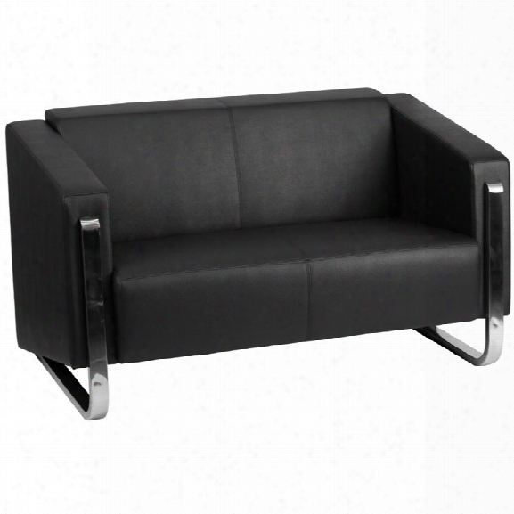 Flash Furniture Gallant Leather Reception Loveseat In Black