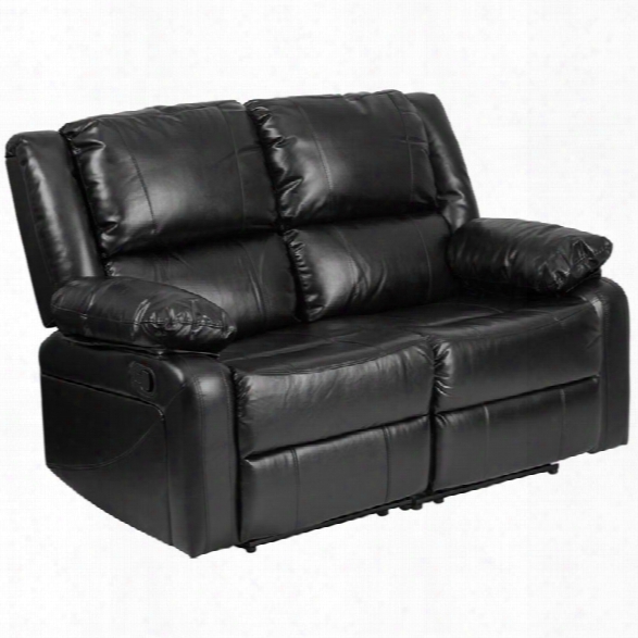 Flash Furniture Harmony Leather Reclining Loveseat In Black