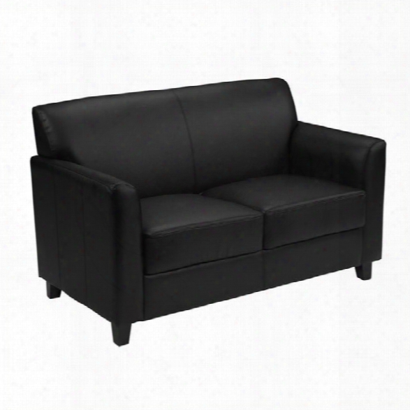 Flash Furniture Hercules Diplomat Leather Loveseat In Black