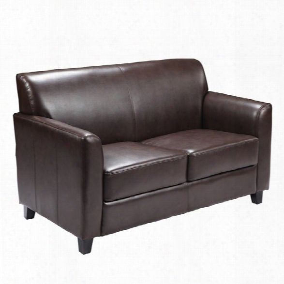 Flash Furniture Hercules Diplomat Leather Loveseat In Brown