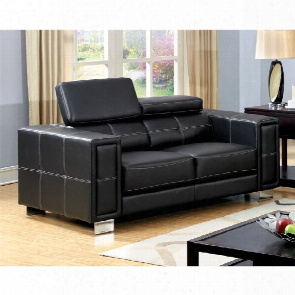 Furniture Of America Arthur Adjustable Leather Oveseat In Black