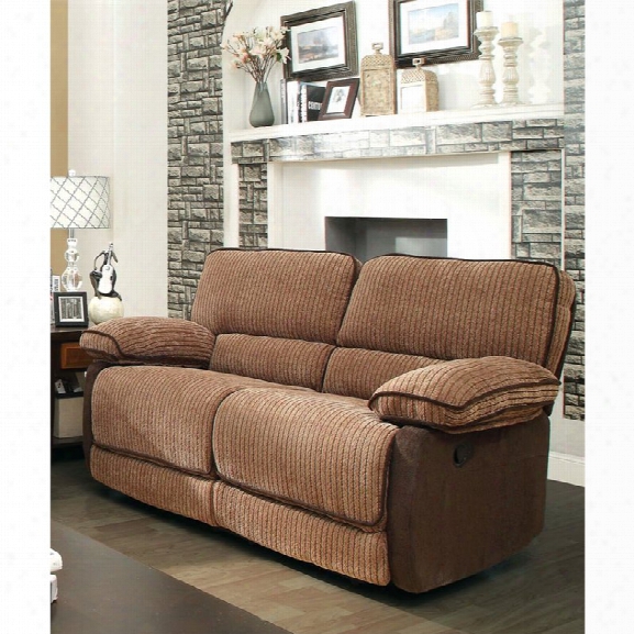 Furniture Of America Bernard Chenille Reclining Loveseat In Brown