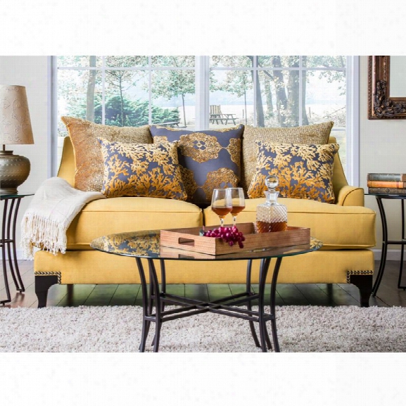 Furniture Of America Charlette Velvet Upholstered Loveseat In Gold