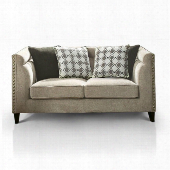 Furniture Of America Chelsea Nailhead Trim Love Seat In Brown