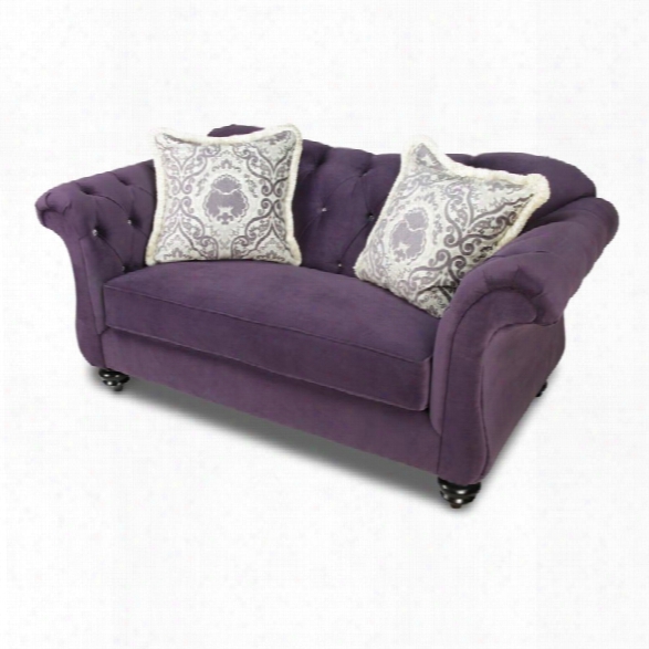 Furniture Of America Dupre Fabric Upholstered Loveseat In Purple