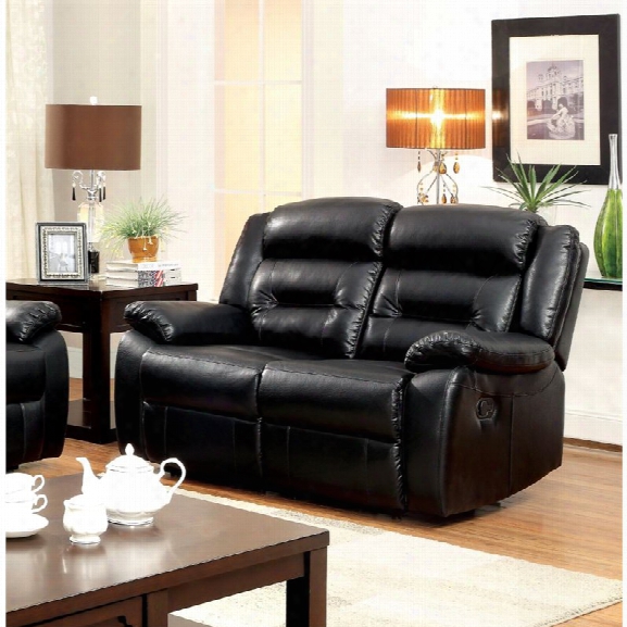 Furniture Of America Elijah Leather Reclining Loveseat In Black