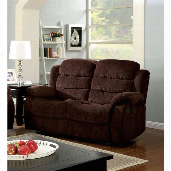 Furniture Of America Enrique Fabric Reclining Loveseat In Brown