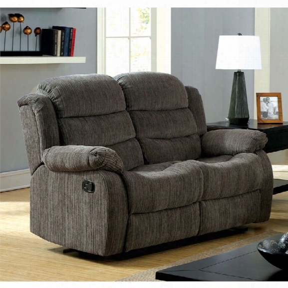 Furniture Of America Enrique Fabric Reclining Loveseat In Gray