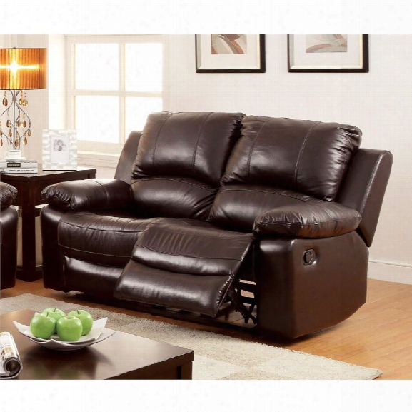 Furniture Of America Gegorian Leather Reclining Loveseat In Brown