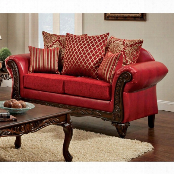 Furniture Of America Hassan Upholstered Loveseat In Red