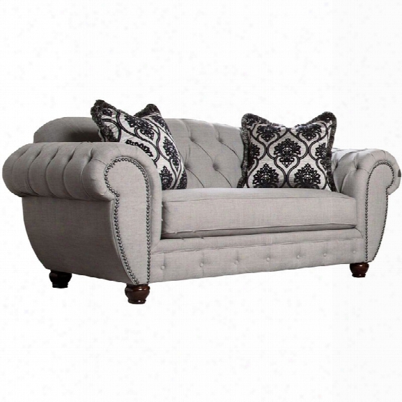 Furniture Of America Isabella Tufted Fabric Loveseat In Gray