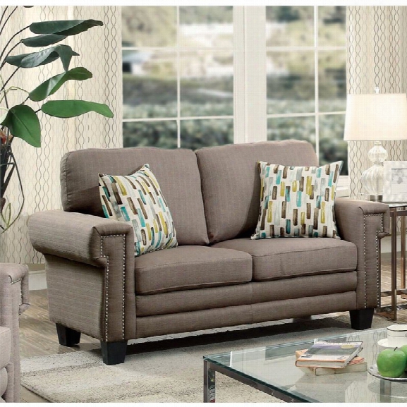 Furniture Of America Kay Linen Loveseat In Warm Gray