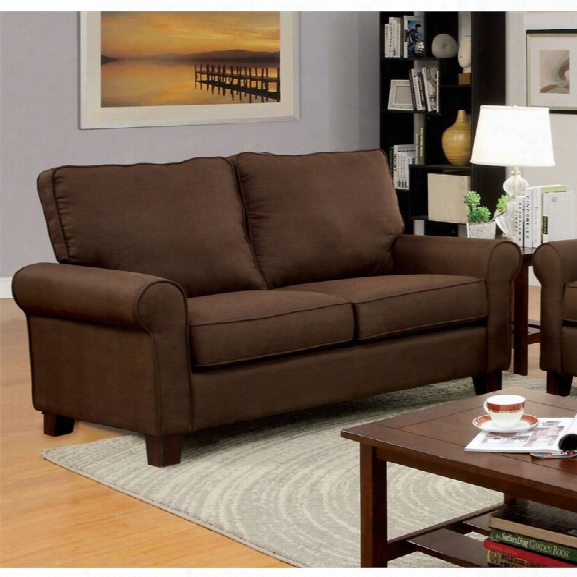 Furniture Of America Lancy Fabric  Loveseat In Brown