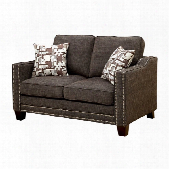 Furniture Of America Landrum Fabric Loveseat In Brown