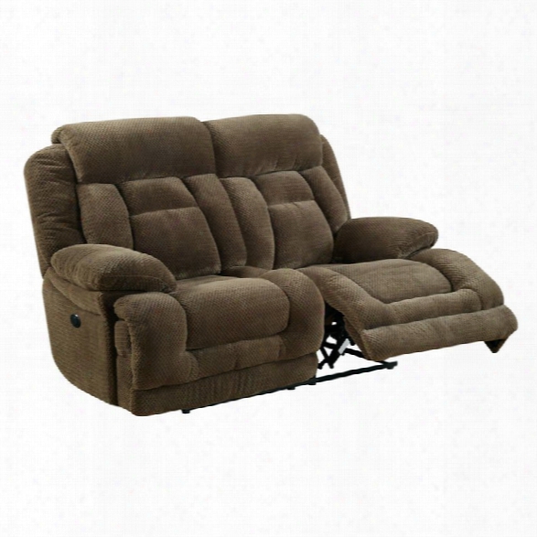 Furniture Of America Locke Tufted Power Reclining Loveseat In Brown