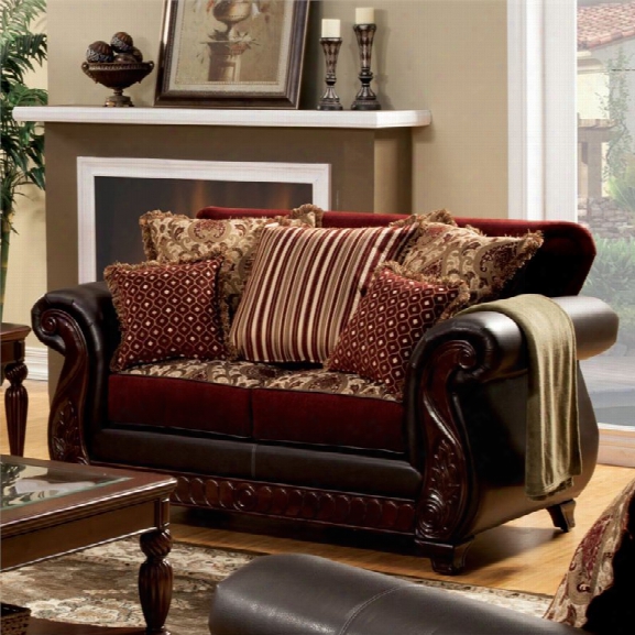 Furniture Of America Lozano Loveseat In Burgundy