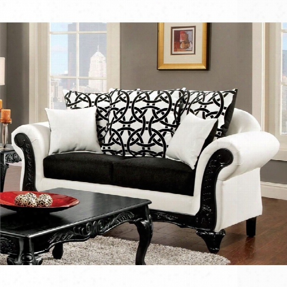Furniture Of America Nausbem Loveseat In Black And White