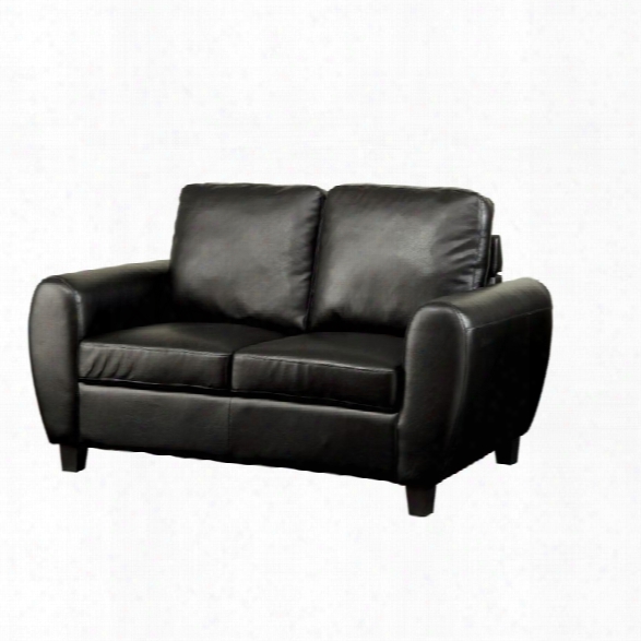 Furniture Of America Parvi Leather Loveseat In Black