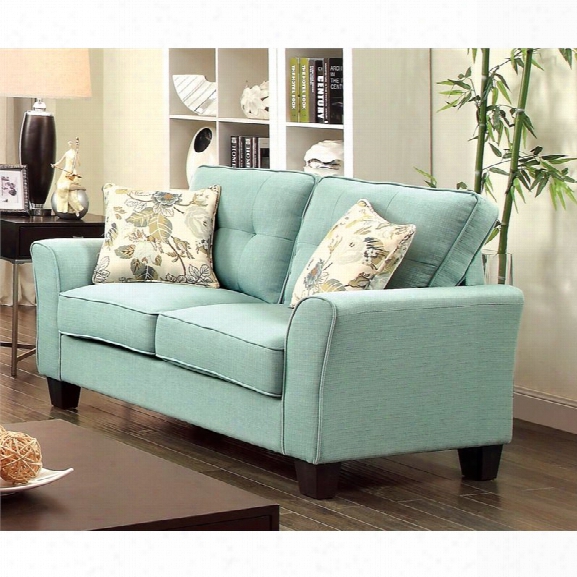 Furniture Of America Pryor Tufted Linen Loveseat In Blue