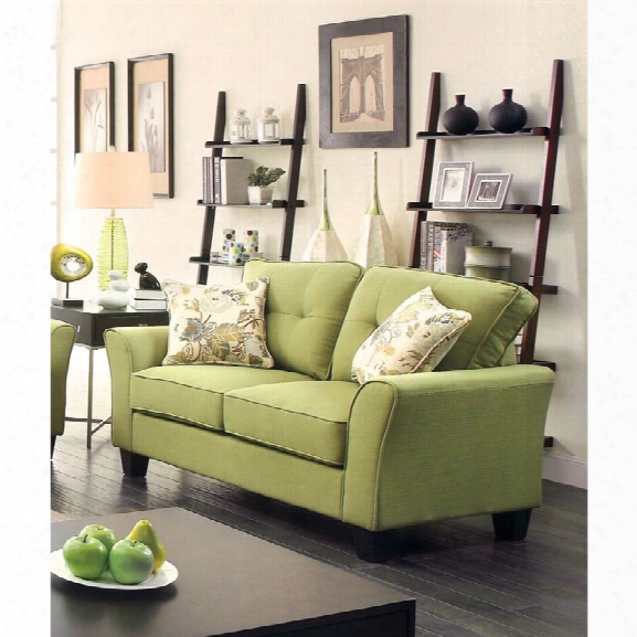 Funiture Of America Pryor Tufted Linen Loveseat In Green