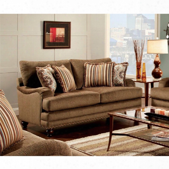 Furniture Of America Reagan Fabric Loveseat In Brown