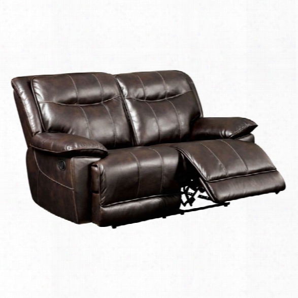 Furniture Of America Schaffer Leather Reclining Loveseat In Brown