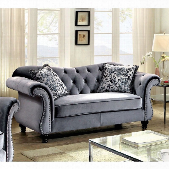 Furniture Of America Sharon Tufted Fabric Loveseat In Gray