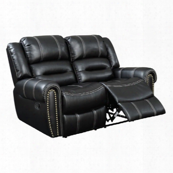 Furniture Of America Stinson Faux Leather Reclining Loveseat In Black