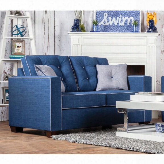 Furniture Of America Tayson Linen Loveseat In Blue