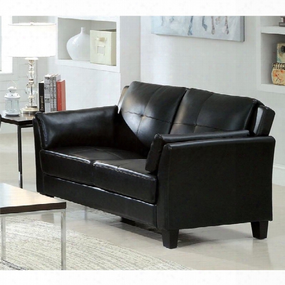 Furniture Of America Tonia Leather Tufted Loveseat In Black