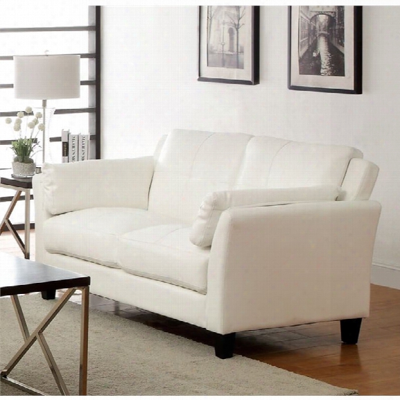 Furniture Of America Tonia Leather Tufted Loveseat In White