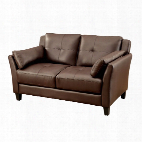 Furniture Of America Tonia Tufted Faux Leather Loveseat In Brown