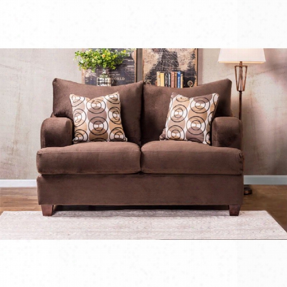 Furniture Of America Tremble Fabric Upholstered Loveseat In Chocolate