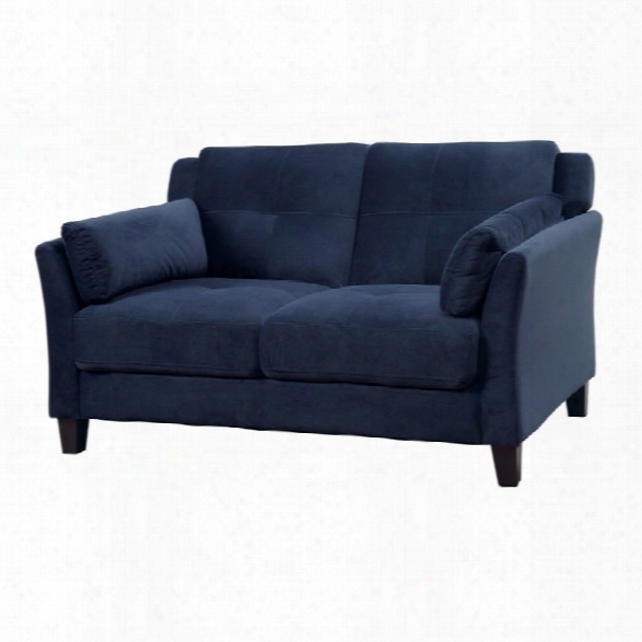 Furniture Of America Trevon Tufted Fabric Loveseat In Navy
