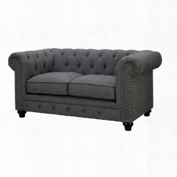 Furniture Of America Villa Tufted Fabric Loveseat In Gray