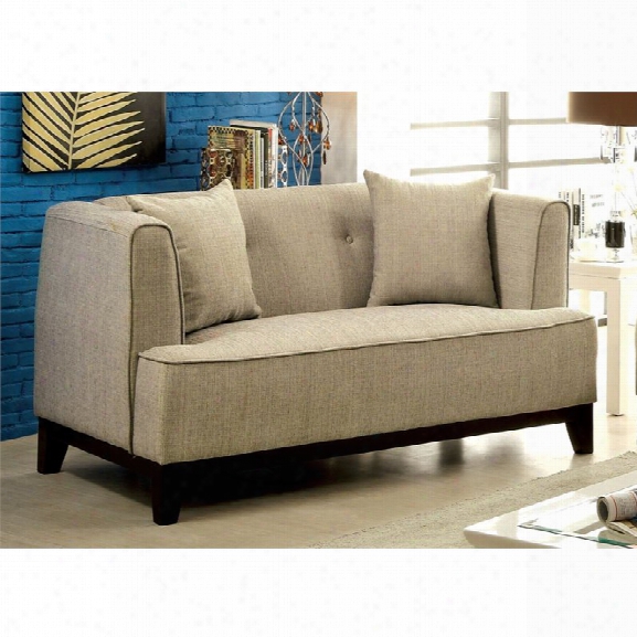 Furniture Of America Waylin Tufted Fabric Loveseat In Beige