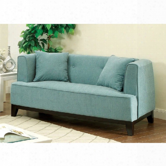 Furniture Of America Waylin Tufted Fabric Loveseat In Light Blue