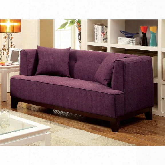 Furniture Of America Waylin Tufted Fabric Loveseat In Purple