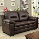 Furniture of America Pallan Leather Tufted Loveseat in Brown